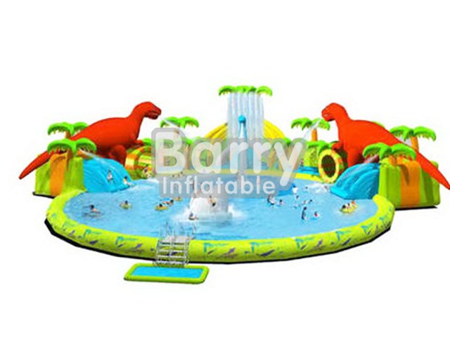 China Building A Water Park , Dinosaur Inflatable Water Park For Sale BY-AWP-051